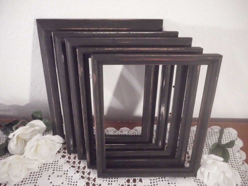 Rustic Black Frame 8 X 10 Shabby Chic Wedding Decor Distressed Etsy