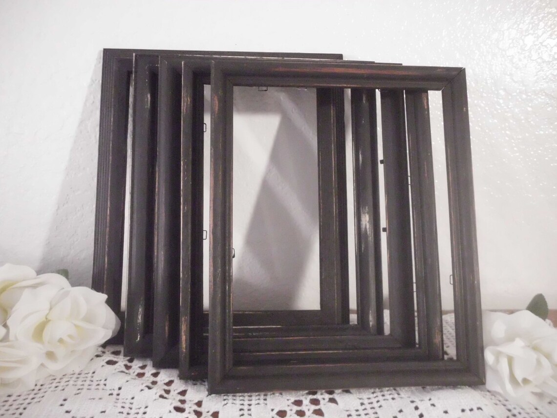 Rustic Black Frame 8 X 10 Shabby Chic Wedding Decor Distressed Upcycled ...