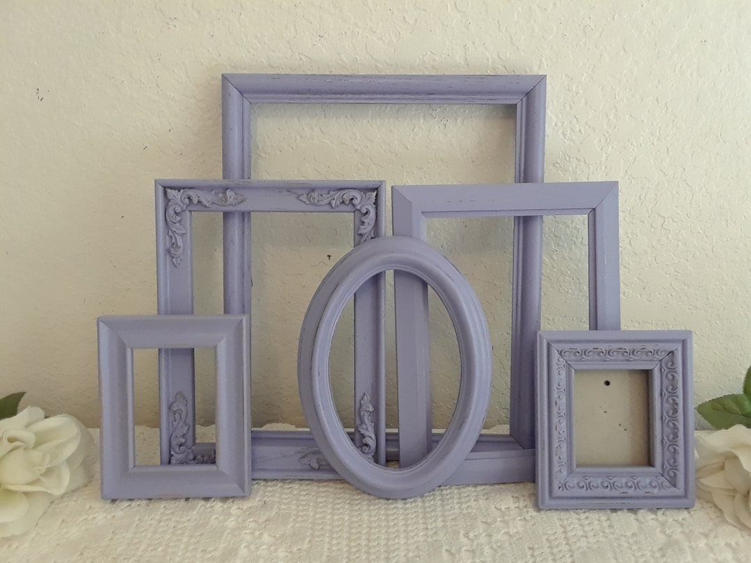 Pretty Frames Lavender Purple Picture Frame Set up Cycled Vintage Photo Gallery ...