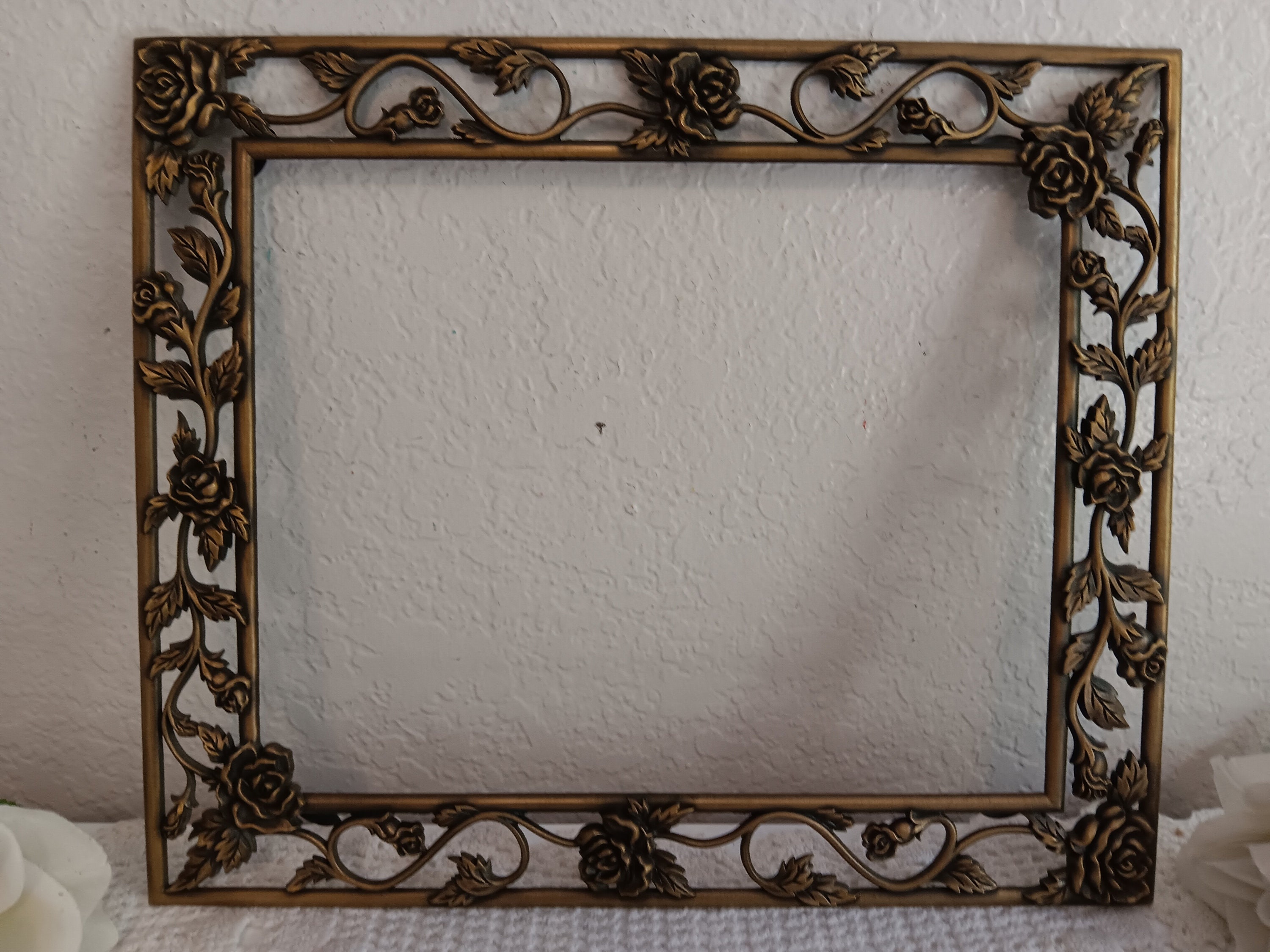 Ornate Vintage Gold Metal Rose Picture Frame 8 X 10 Photo Decoration ...