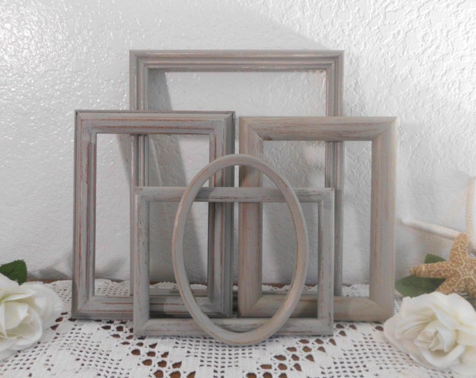 Gray Picture Frame Set Rustic Grey Shabby Chic Distressed Etsy
