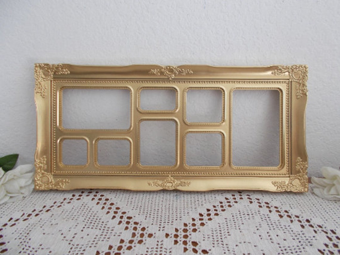 Ornate Gold Collage Picture Frame Upcycled Vintage Multi Photo Etsy