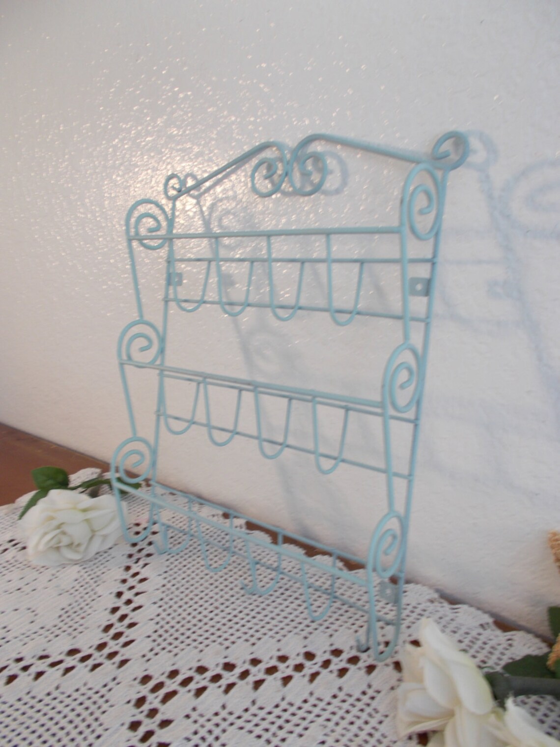 Light Mint Blue Green Mail Sorter Letter Wall Key Rack Storage ...