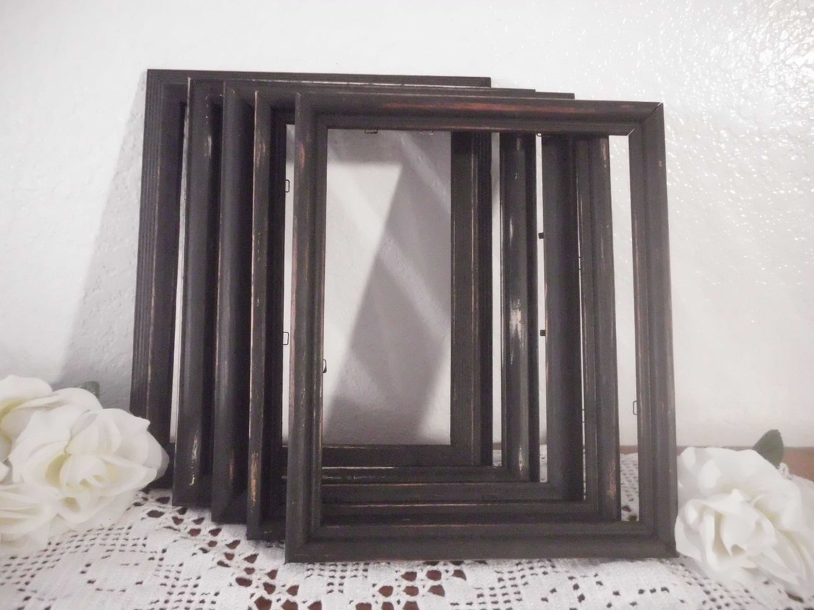 Rustic Black Frame 8 X 10 Shabby Chic Wedding Decor Distressed Etsy
