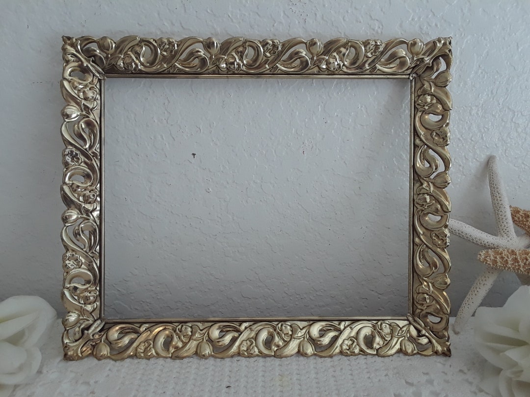 Vintage Ornate 8 X 10 Gold Metal Picture Frame French Paris Hollywood ...