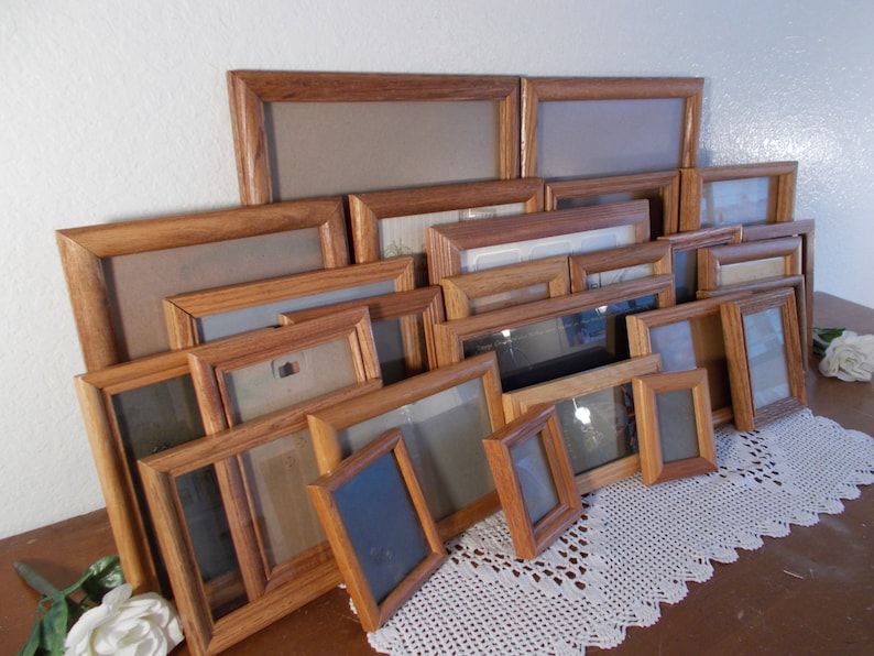 Large Vintage Wood Picture Frame Set Mid Century Photo Etsy