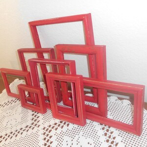 Rustic Red Shabby Chic Picture Frame Gallery Collection Set Cabin Home ...