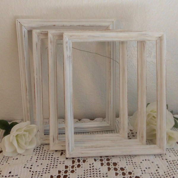 Distressed White Frame Rustic 8 x 10 Shabby Chic Wedding Decor Upcycled Vintage Pick Your Own Photo Picture Decoration Paris Home Decor