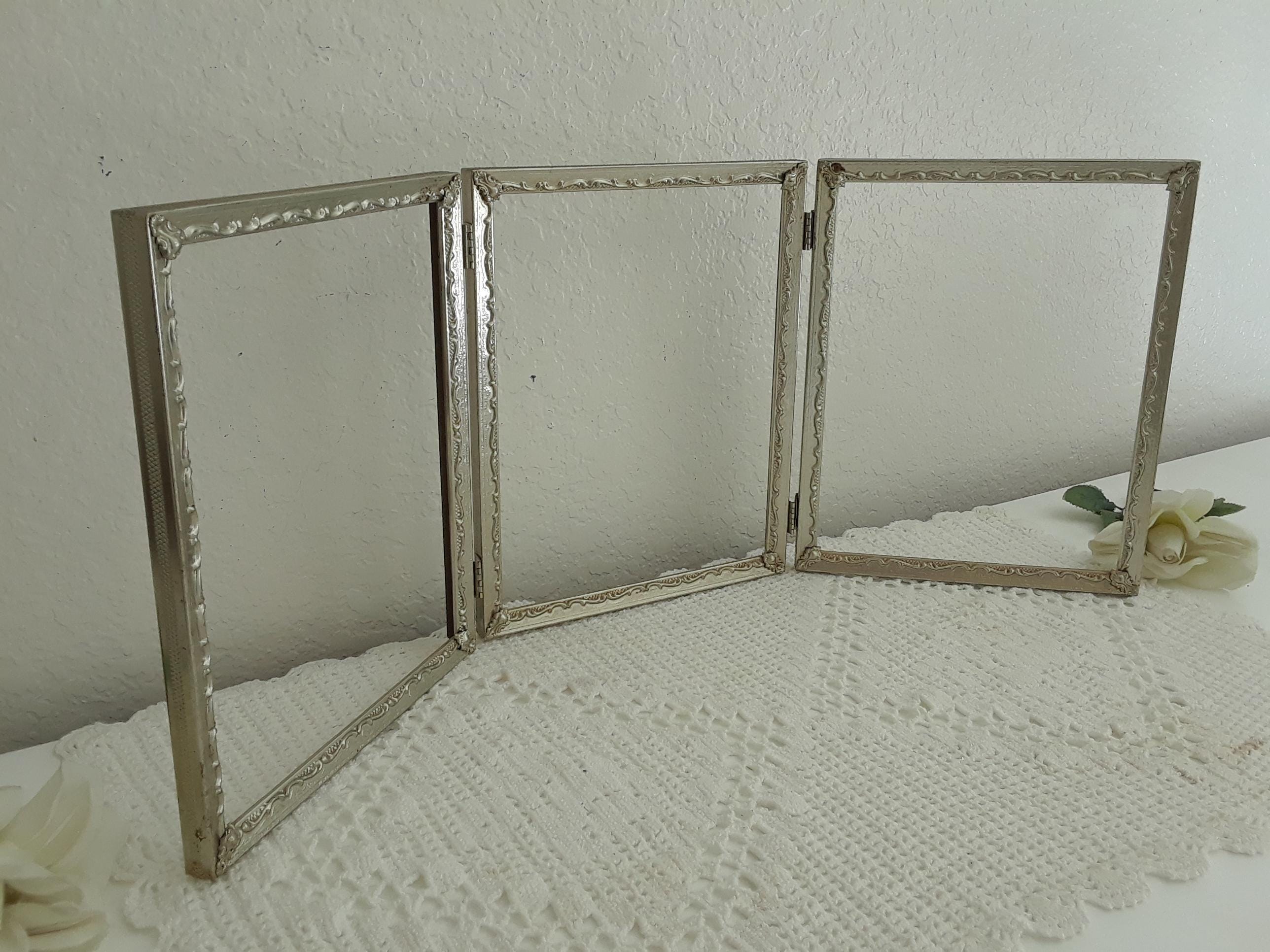 Vintage Ornate Silver Metal Picture Frame Trio 8 X 10 Photo Decoration ...