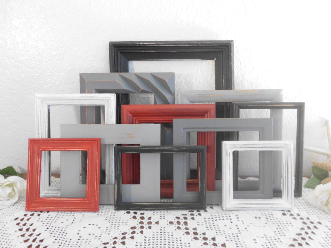 Frame Set Gray Large Frame Set Red Black Grey White Gray Modern Contemporary ...