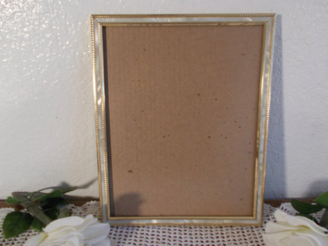 Vintage Gold & White Metal Picture Frame 8 X 10 Photo Decoration Mid ...