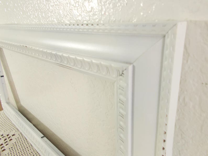 White Shabby Chic Picture Frame Up Cycled Vintage 8 x 20 Photo Decoration Country Cottage Home Decor Spring Summer Fall Winter Wedding Gift