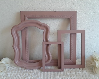 Ornate Dark Blush Pink Picture Frame Set Photo Gallery Collection Paris French Country Farmhouse Romantic Shabby Chic Cottage Home Decor