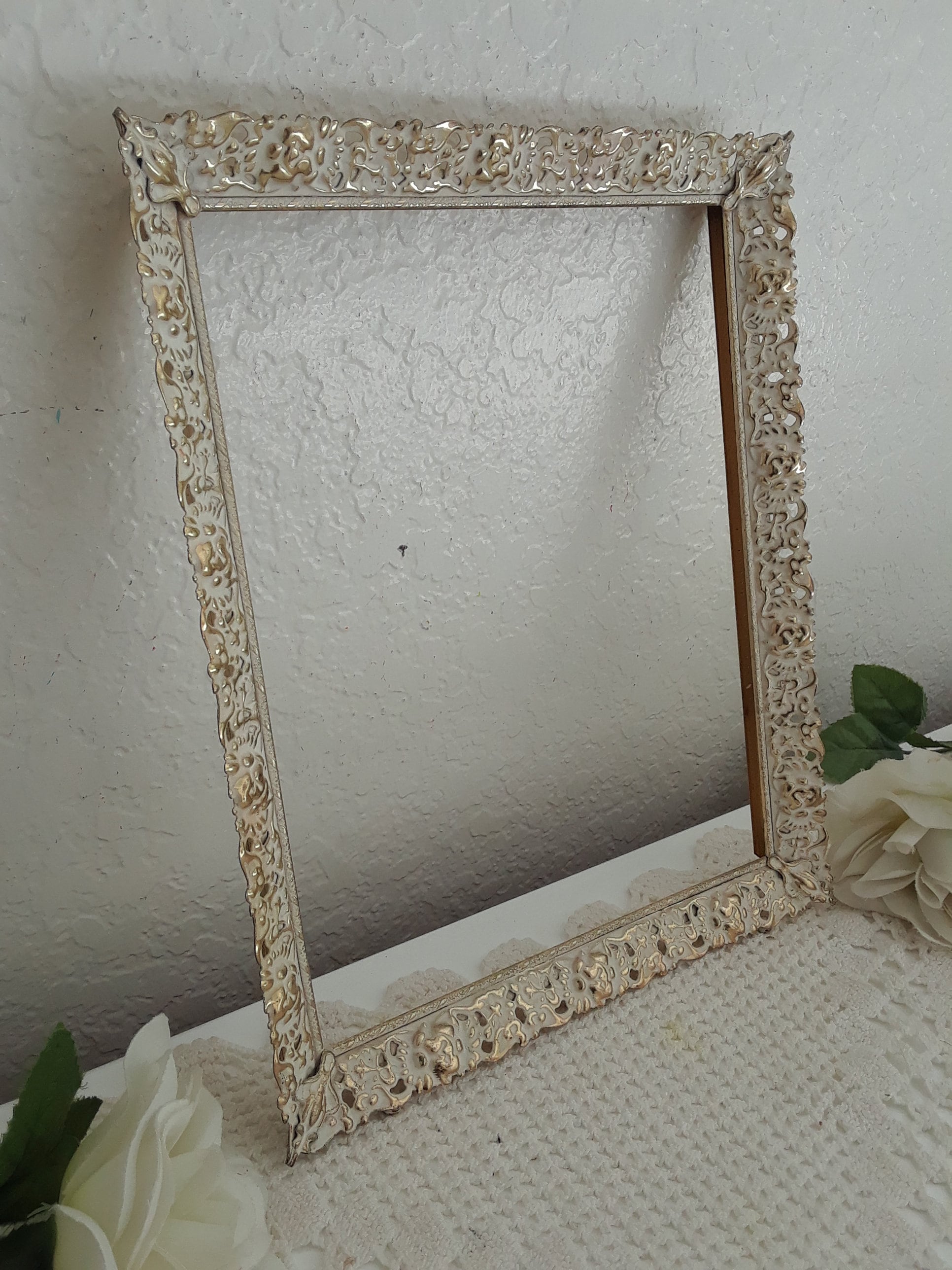 Vintage Ornate Gold & White Picture Frame 8 X 10 Photo Decoration Mid ...