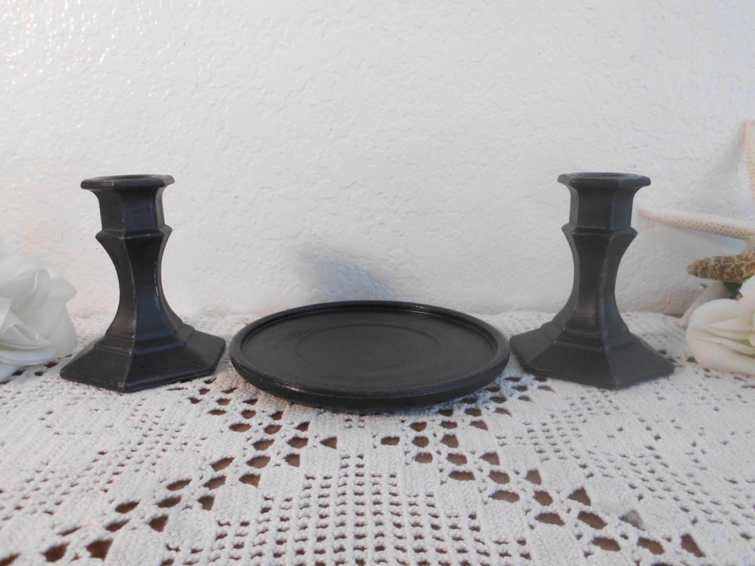 Black Halloween Candle Holder Set Taper Pillar Candlestick Collection