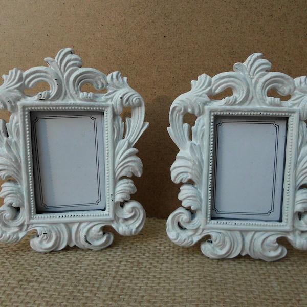 White Picture Frame Set Shabby Chic Wedding Table Number Place Card Decoration Ornate Baroque French Country Beach Cottage Paris Photo Decor