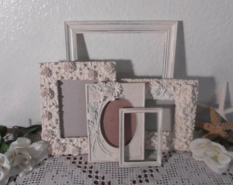 Ornate Heirloom White Shabby Chic Frame Set Rustic Distressed Picture Photo Wedding Decoration Beach Cottage Country Home Decor Gift Her