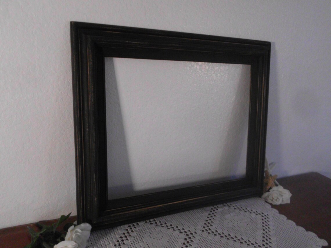 Rustic Black Frame 16 X 20 Shabby Chic Distressed Wedding Etsy