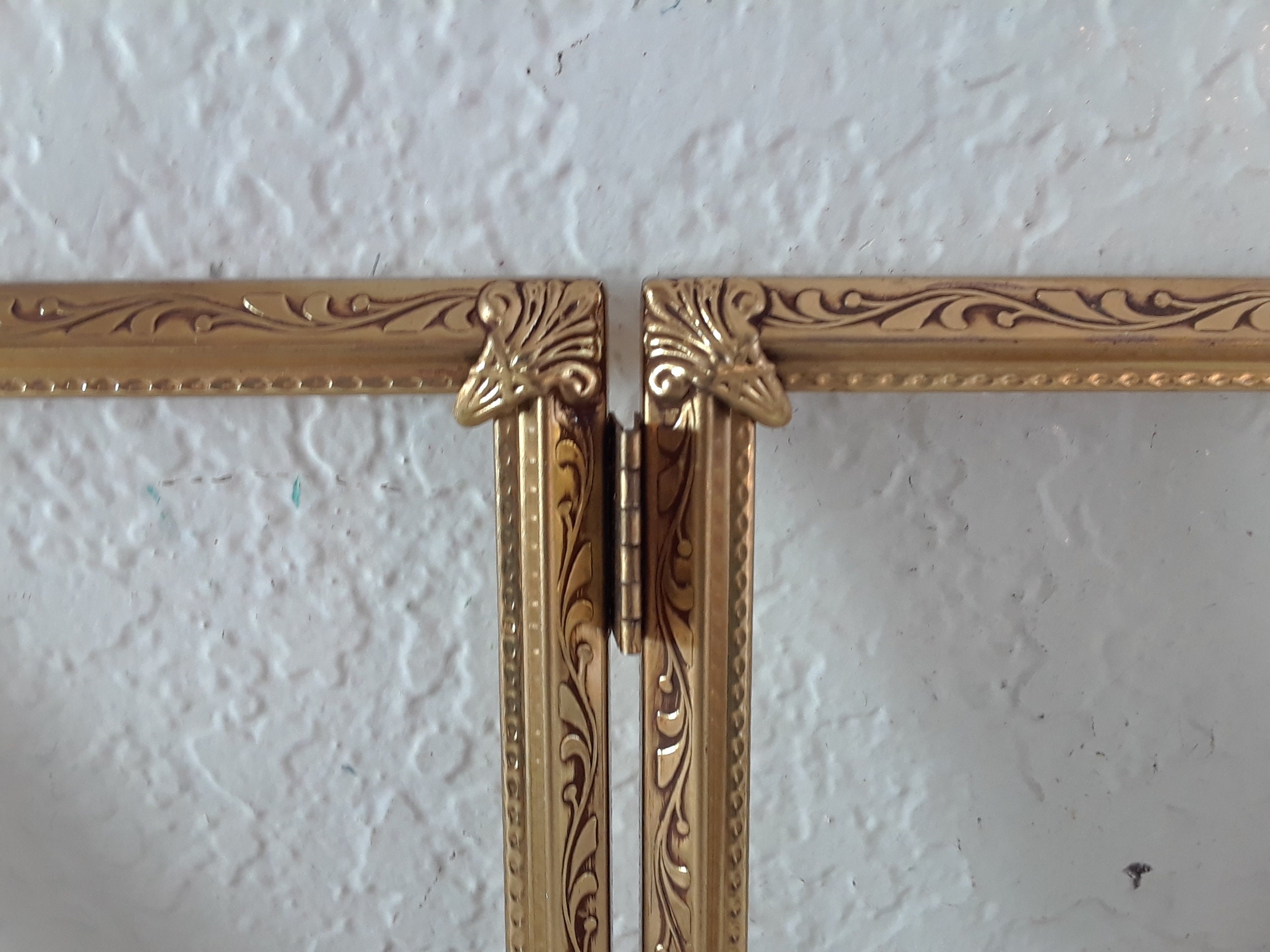Vintage Double Hinged Gold Metal Picture Frame Folding 5 X 7 Photo ...