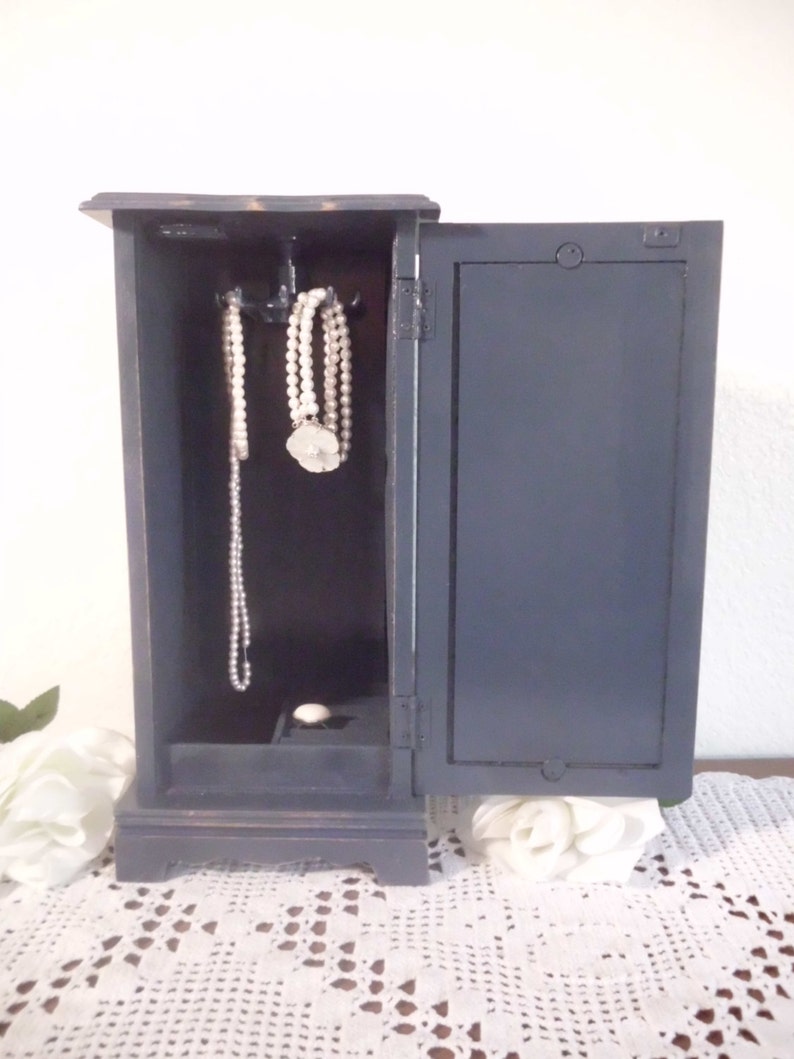 Navy Blue Jewelry Box Rustic Shabby Chic Distressed Storage Etsy
