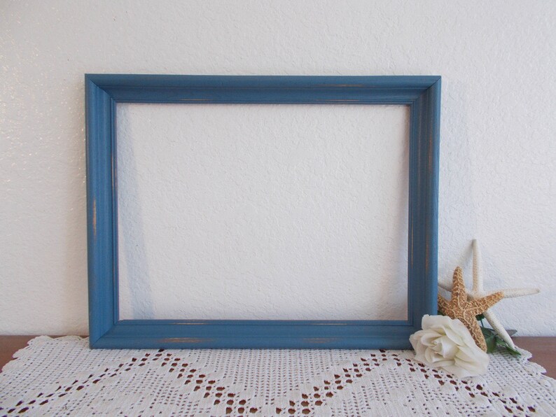 Blue Picture Frame 12 X 16 Photo Decoration up Cycled Vintage Etsy