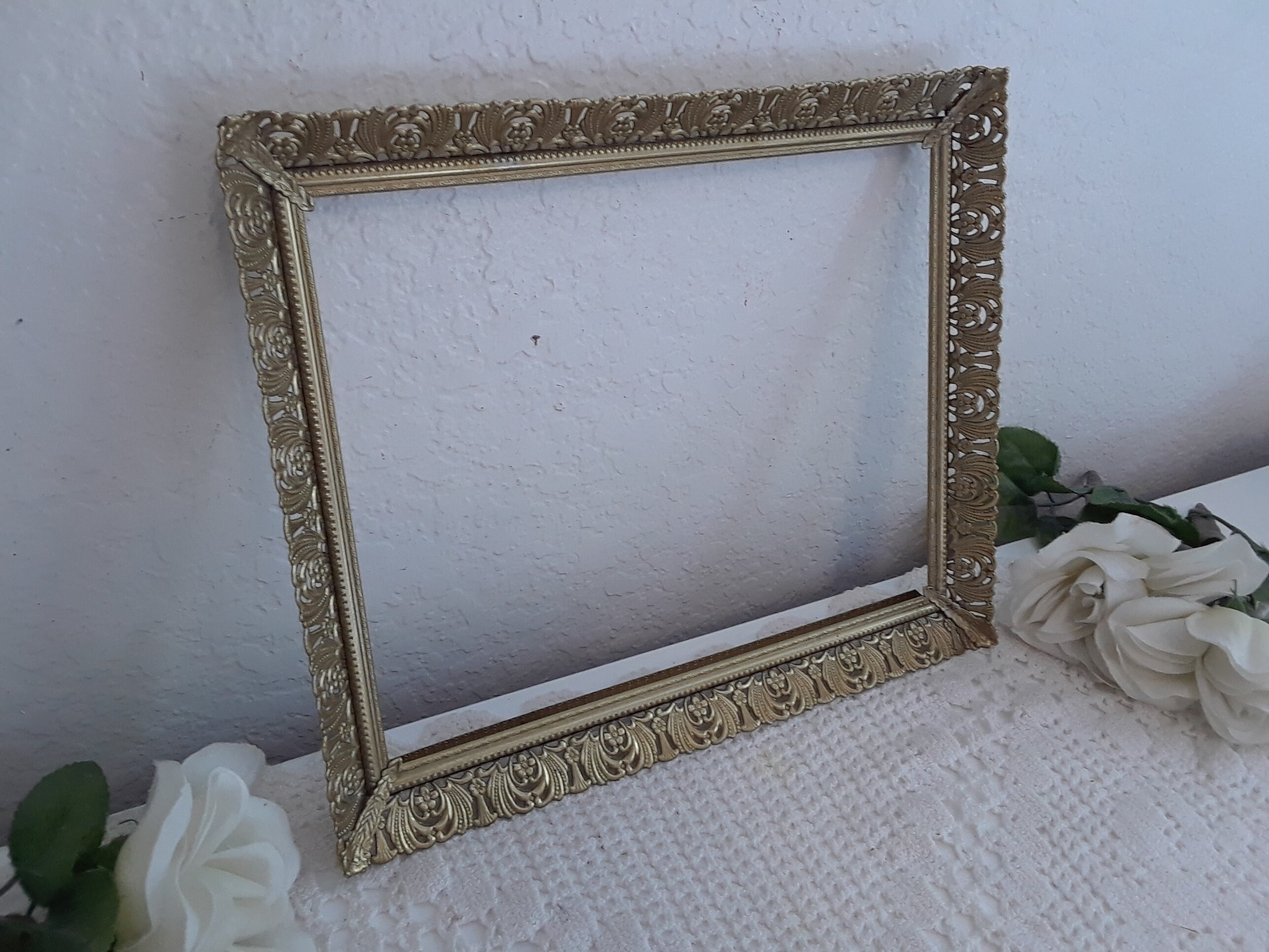 Vintage Ornate Gold Filigree Metal Picture Frame 8 X 10 Photo ...