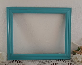 Aqua Turquoise Blue Picture Frame Up Cycled Vintage Wood 11 x 14 Photo Decoration Beach Cottage Coastal Seaside Tropical Island Home Decor