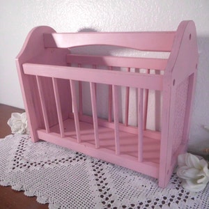 Magazine Rack Pink Shabby Chic Wood Rustic Beach Cottage French Country ...