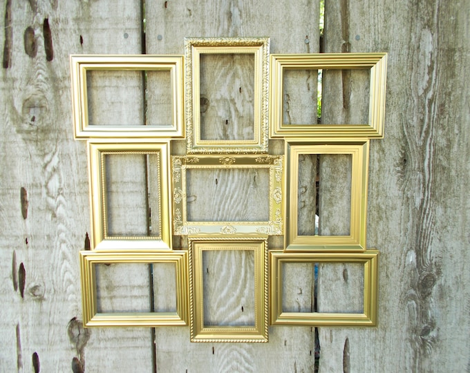 Ornate Gold Collage Picture Frame Upcycled Vintage Multi Photo Spring Summer Wedding Reception