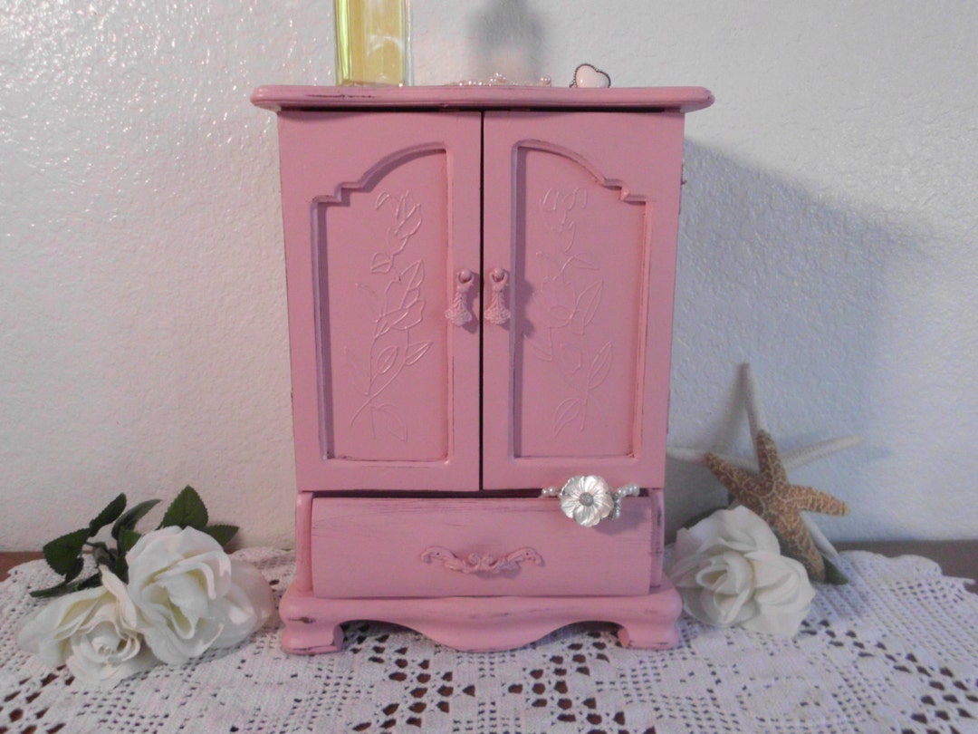 Pink Jewelry Box Beach Cottage Rustic Shabby Chic Distressed French ...