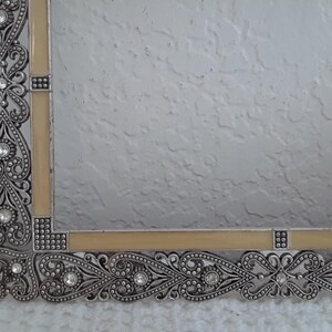 Vintage Light Creamy Pale Yellow Enamel & Heart Rhinestone Silver ...