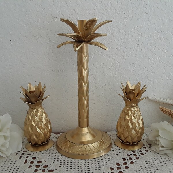 Gold Palm Tree Candle Holder Etsy