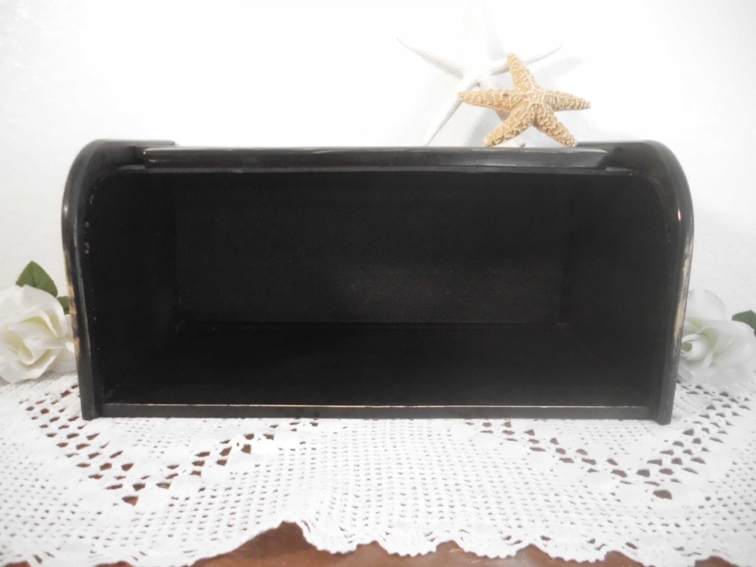 Black Bread Box Rustic Shabby Chic Distressed Wood Storage Etsy