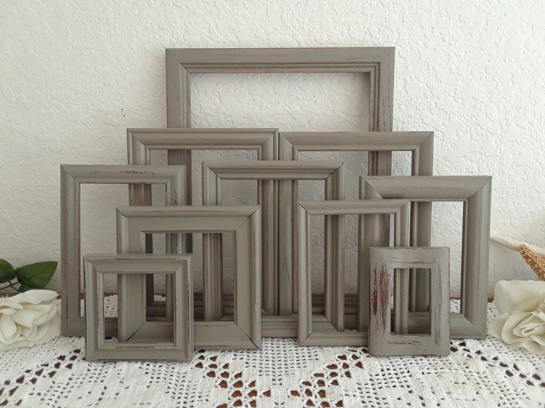 Gray Picture Frame Set up Cycled Vintage Rustic Shabby Chic Distressed
