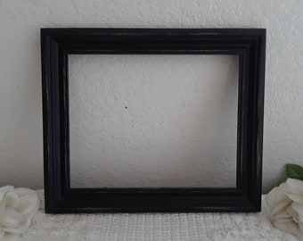 Black Picture Frame Upcycled Vintage Rustic Shabby Chic Distressed Wood 8 x 10 Photo Decoration Country Farmhouse Man Cave Home Decor Gift