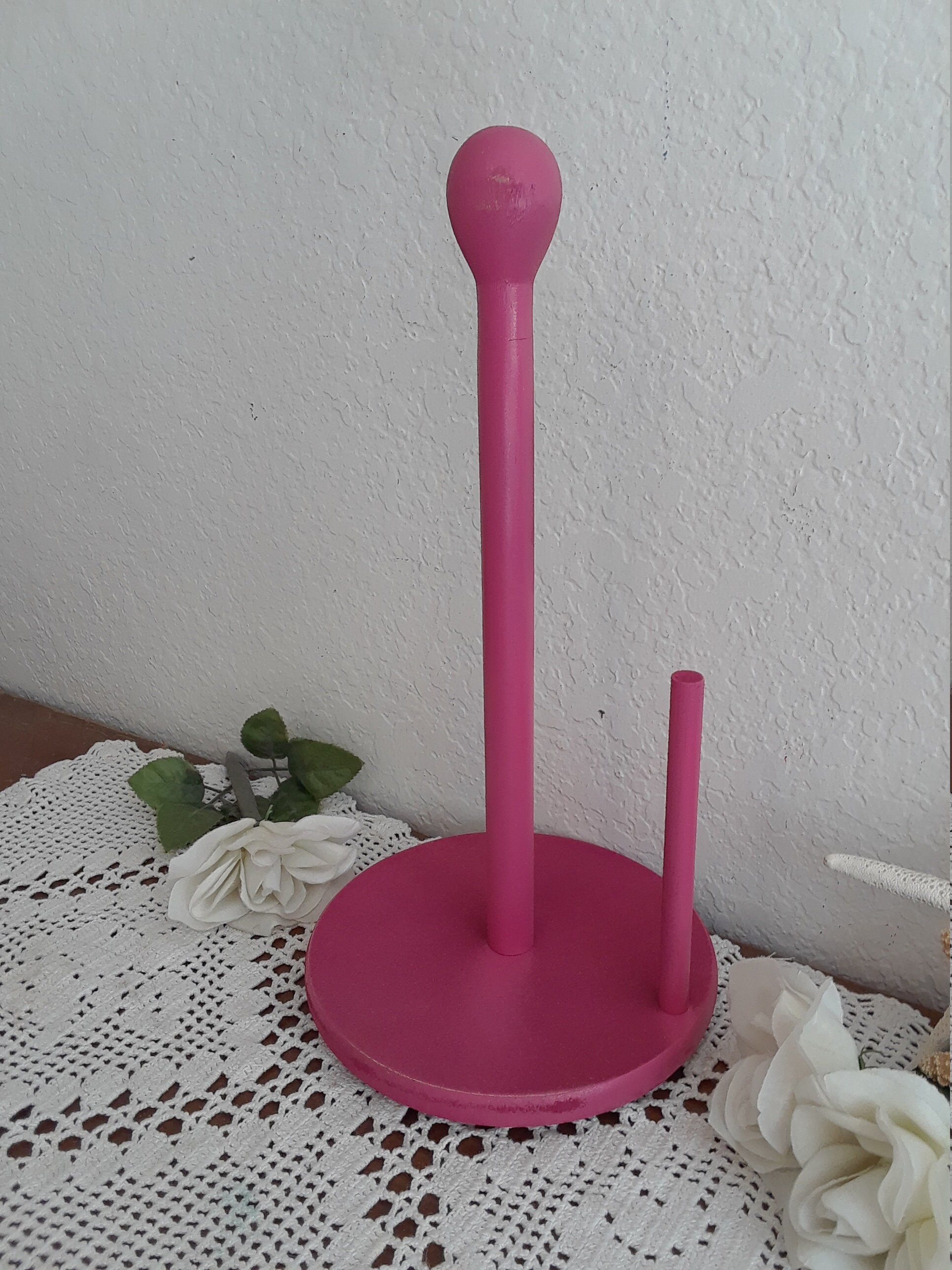 Paper Towel Holder Radiant Orchid Pink Shabby Chic Distressed Beach Cottage Tropical Island French Country Farmhouse Kitchen Home Decor Etsy