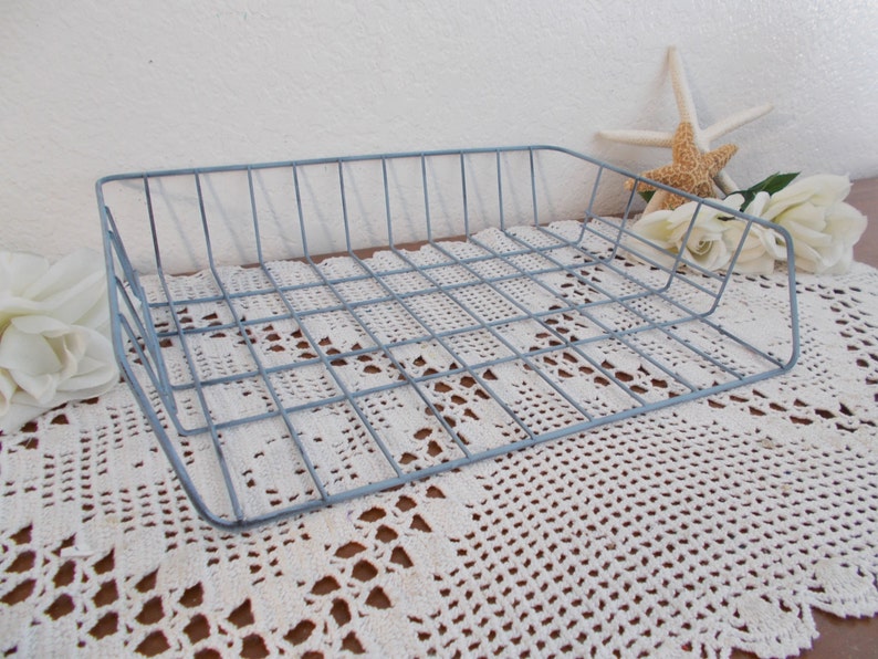 Blue Gray Paper Tray Office Desk Storage Organizer Industrial - Etsy