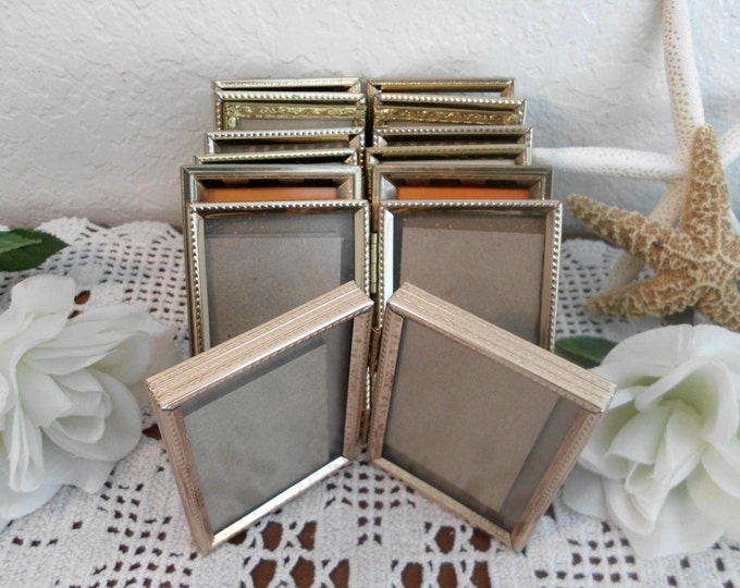 Vintage Double Hinged Frame Gold Metal Folding Picture Photo Decoration ...
