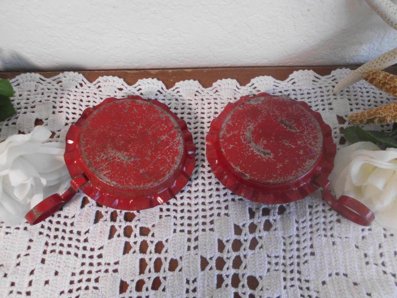Vintage Rustic Red Candle Holder Set Retro Country Farmhouse Etsy