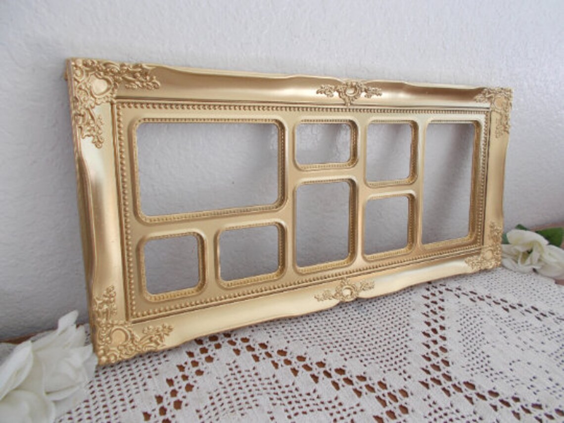 Ornate Gold Collage Picture Frame Upcycled Vintage Multi Photo Etsy