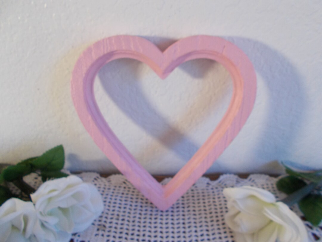 Pink Heart Picture Frame Shabby Chic Photo Decoration Upcycled Etsy