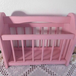 Magazine Rack Pink Shabby Chic Wood Rustic Beach Cottage French Country ...