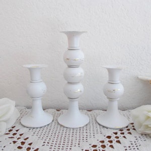 White Unity Candle Holder Set Rustic Shabby Chic Distressed Beach Cottage Coastal Seaside French Country Farmhouse Romantic Home Decor Table