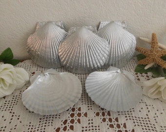 Silver Seashell Wedding Decoration Set Sea Shell Tea Light Candle Holder Beach Cottage Coastal Seaside Tropical Island Nautical Home Decor