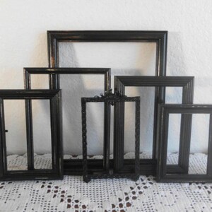 Black Picture Frame Set Shabby Chic Up Cycled Vintage Photo Gallery Collection Paris Apartment French Country Farmhouse Home Decor Girl Gift
