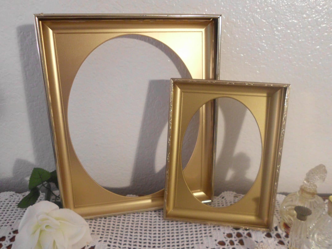 Vintage Oval Gold Metal Picture Frame Set 8 X 10 & 5 X 7 Photo ...