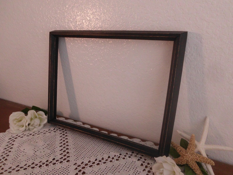 Black Picture Frame Rustic Distressed Up Cycled Vintage 12 x 16 Wood Country Farmhouse Man Cave Home Decor Wedding Birthday Gift Him Her
