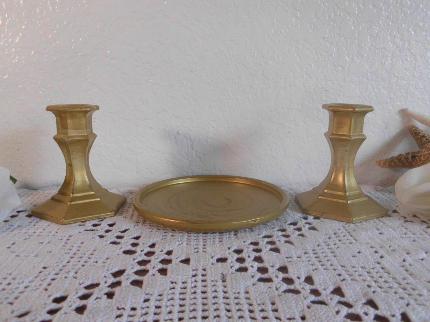 Gold Wedding Unity Candle Holder Set