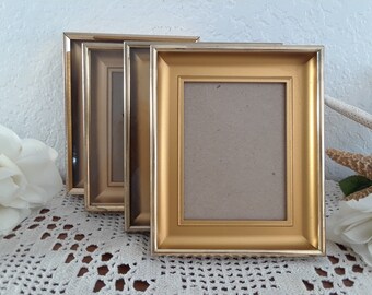 Vintage Gold Metal Picture Frame 4.75x5.75 without insert & 3.5x4.5 with border insert Photo Decoration Mid Century Hollywood Regency Decor