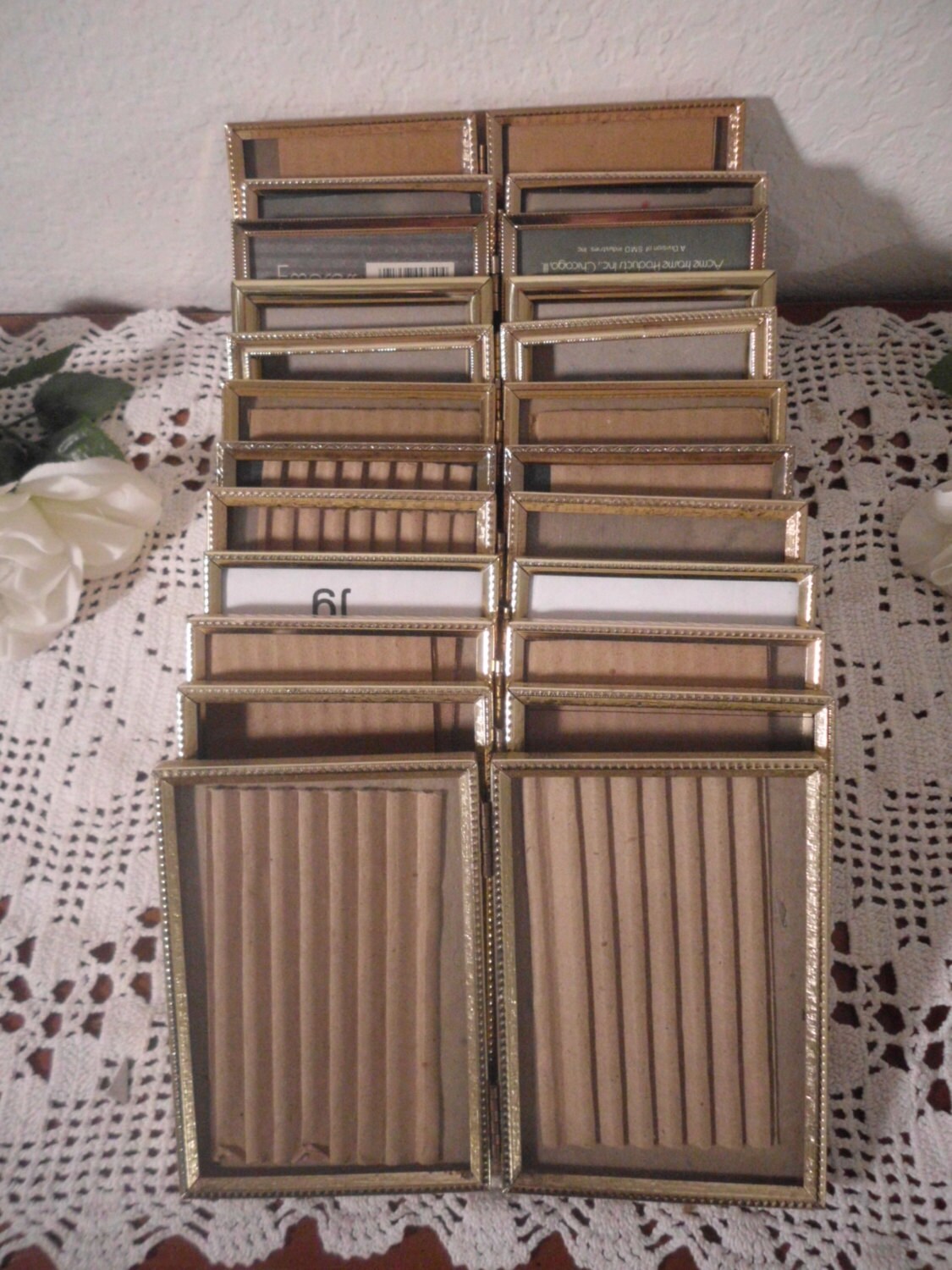 Vintage Double Hinged Gold Metal Picture Frame Folding 3.5 X 5 Photo ...